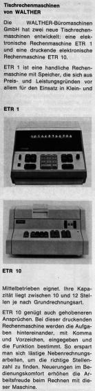 Produktbeschreibung aus "B&uuml;rotechnik" 1969