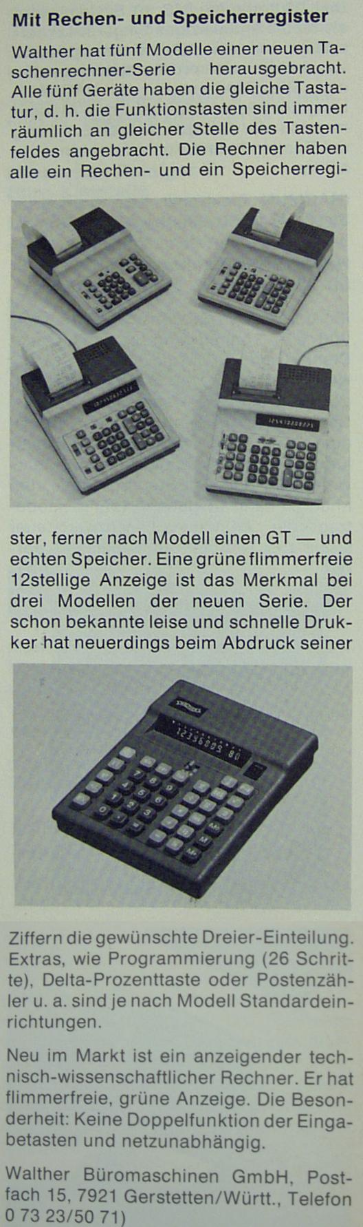 Produktbeschreibung aus Bürotechnik 1978