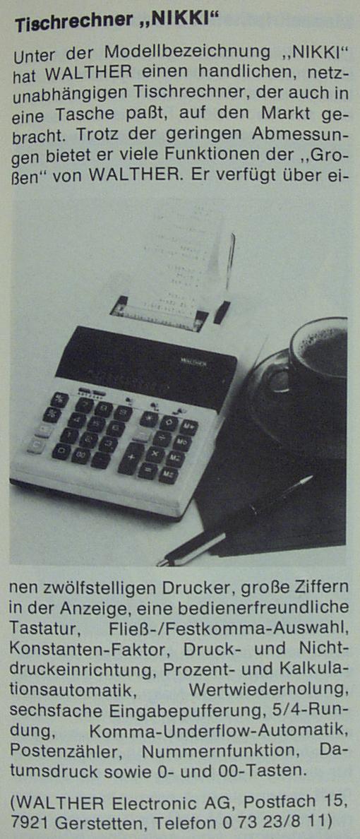 Produktbeschreibung aus Bürotechnik 1980