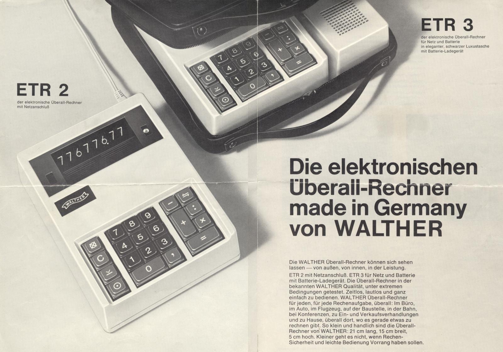 Walther ETR 2/3, Werbung