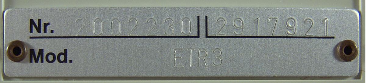 Walther ETR 3-2002230, Typenschild