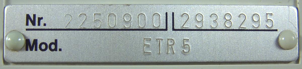 Walther ETR 5-2250900, Typenschild